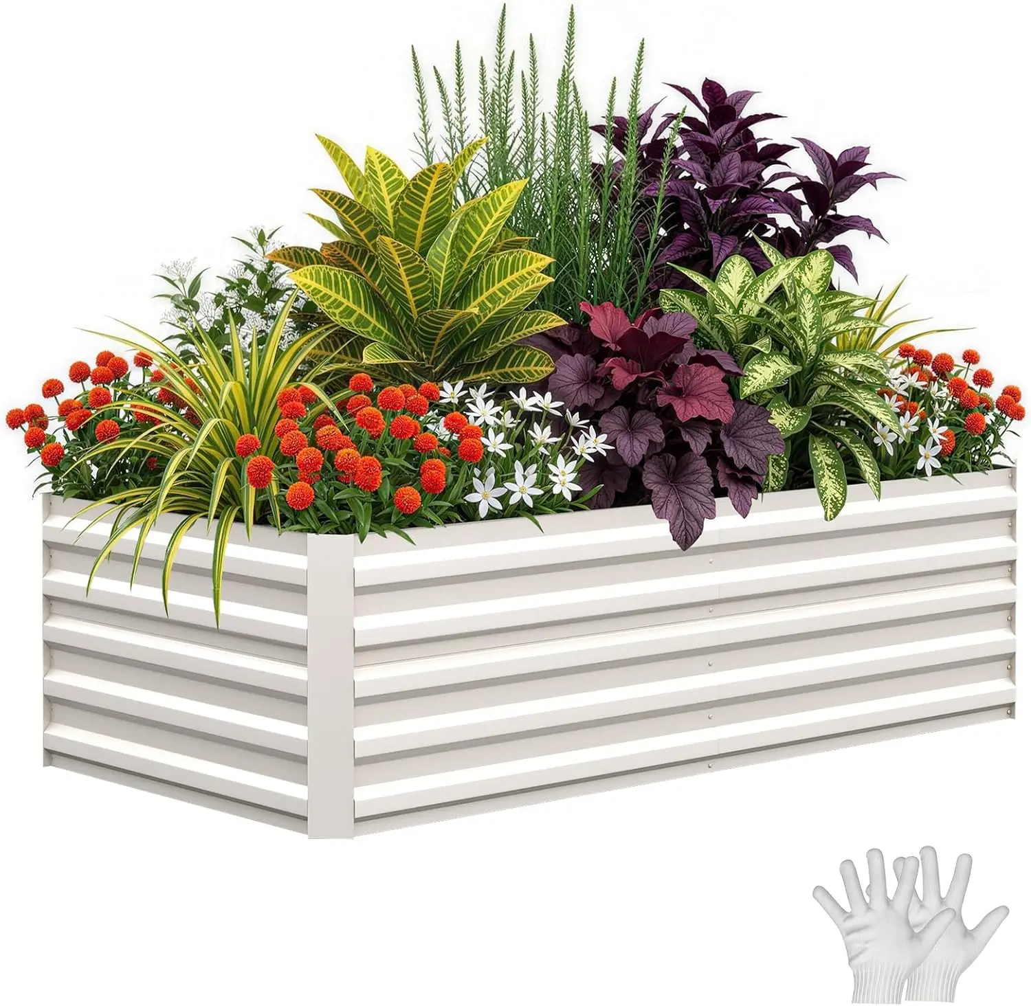 Tacleekii 6x3x2ft Galvanized Raised Garden Bed, Outdoor Metal Planter Box | 0.5mm Thick Steel Raised Garden Kit, 24in Deep. For Vegetables, Herbs & Flowers. Rust-resistant