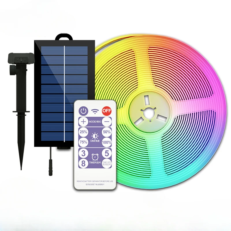 

Solar Strip Light RGB IR Remote Control Colorful Light Static Monochrome Dynamic Jump Outdoor Party Deco Colorful Led Lamps