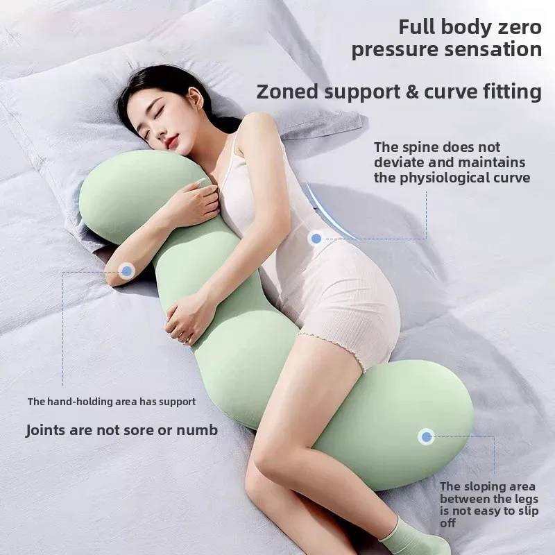 Ice Silk Body Pillow for Side Sleepers Leg Pillow Cooling Long Plush Pillow Removable Cover