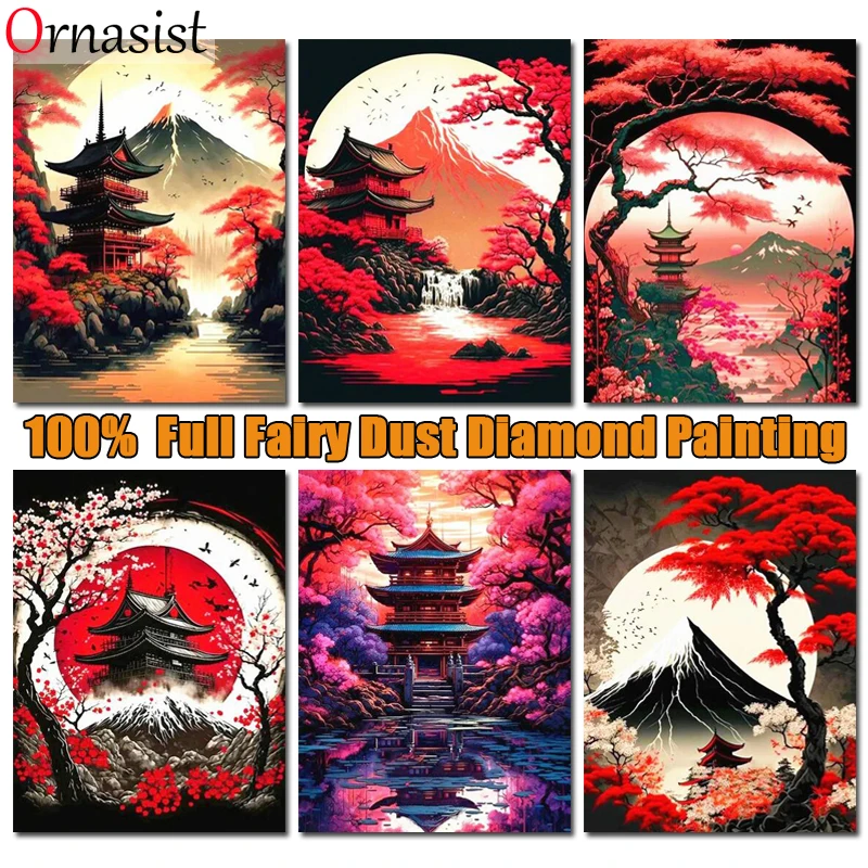 100% Fairy Dust Diamond Mosaic Embroidery Kit Mount Fuji AB Drill Full Crystal Diamond Painting Cross Stitch Picture Home Decor