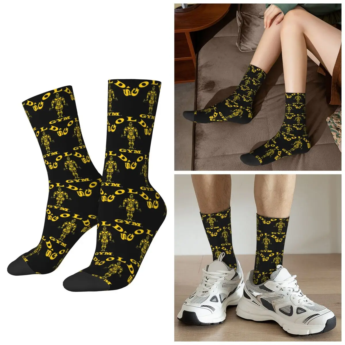 All Seasons Golds Gym Classic Socks Harajuku Crew Socks Casual Stockings for Men Women Valentine's Day Gifts