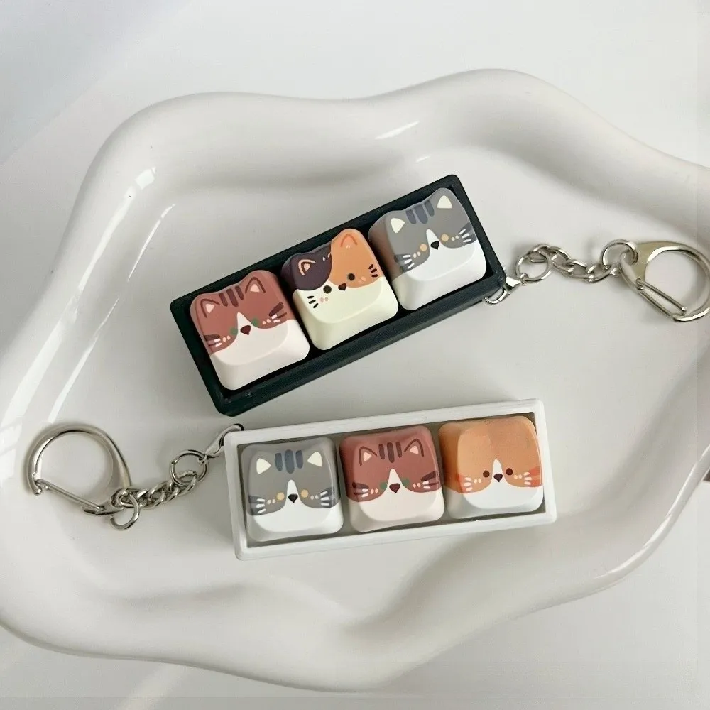 2/3/4/6/9 Keys Anti-stress Toy Pendant Keyboard Keycap Cat Fidget Keychain Finger Button Pass The Time Stress Relief Clicker