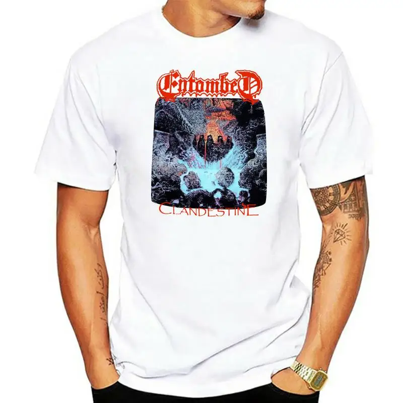 Entombed Clandestine'91 Nihilist Nowa czarna koszulka z krótkim rękawem Cool Tops Tee Shirt