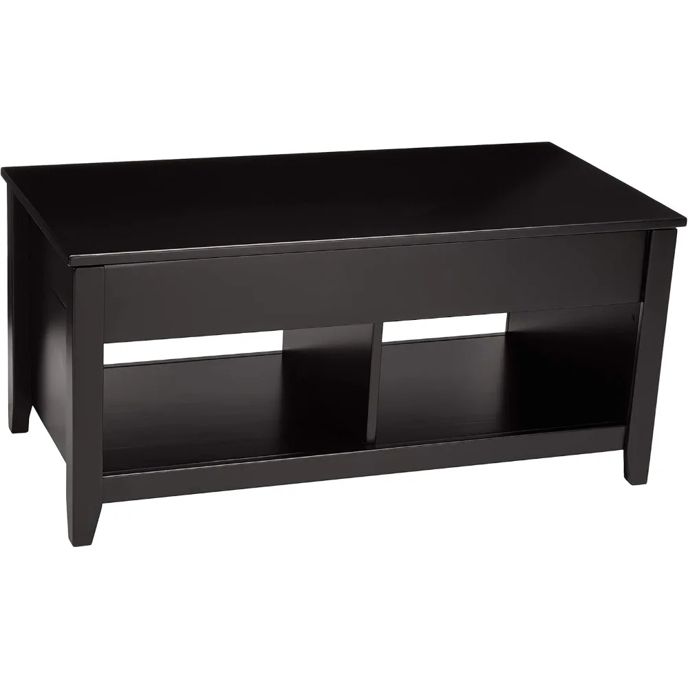 Lift Top Storage Rectangular Coffee Table for Family Living Room, Black