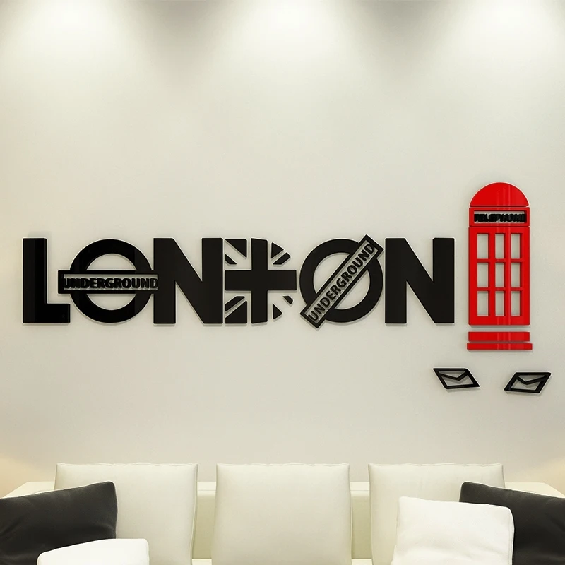 

WS80 Creative English London telephone booth 3D acrylic Wall Sticker Living Room Sofa Background Wall Decorative Wall Sticker