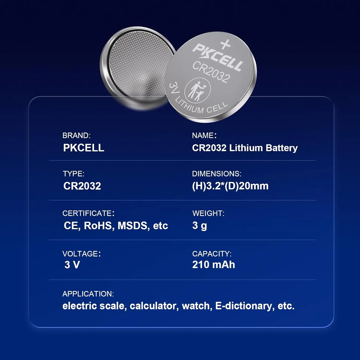 100Pcs PKCELL CR2032 3V button cell 2032 BR2032 DL2032 SB-T15 cr 2032 EA2032C ECR 2032 3V lithium battery coin batteries 220mah