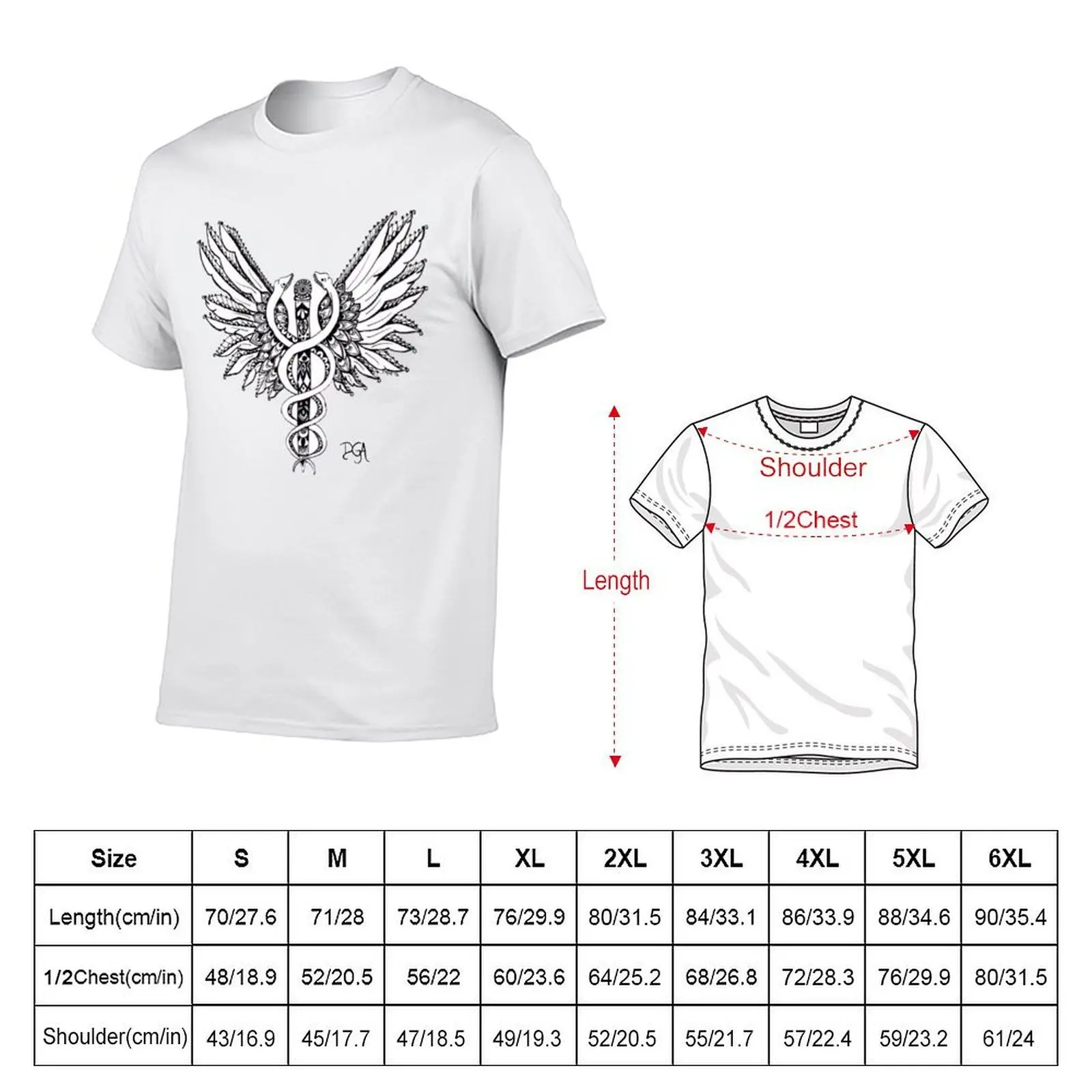 تي شيرت Caduceus تي شيرت رجالي مصمم قطن تي شيرت حزمة تي شيرت