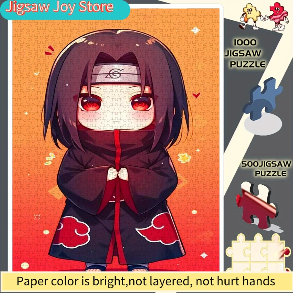 

Милый мультяшный пазл с персонажами Акацуки (Саске), без рамки, идеальный выбор для любителей, бумажный пазл - развивающий пазл - интерактивный пазл