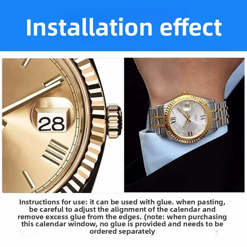 Round Rectangular Sapphire Mineral Glass Bubble Magnifier Len For Date Window Watch Crystal W4361