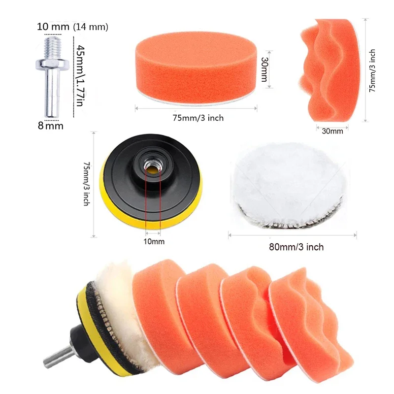 3/4/5/6/7inch Car Polishing Disc Self-Adhesive Buffing pad Waxing Sponge Wool Wheel Polishing Pad Headlight Repair Car Polish