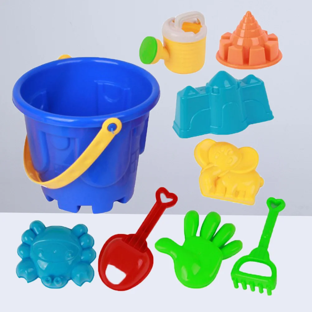 9 Pcs Beach Toys Childern Kids Sand Large Bucket Tools Cartoon Molds for Children