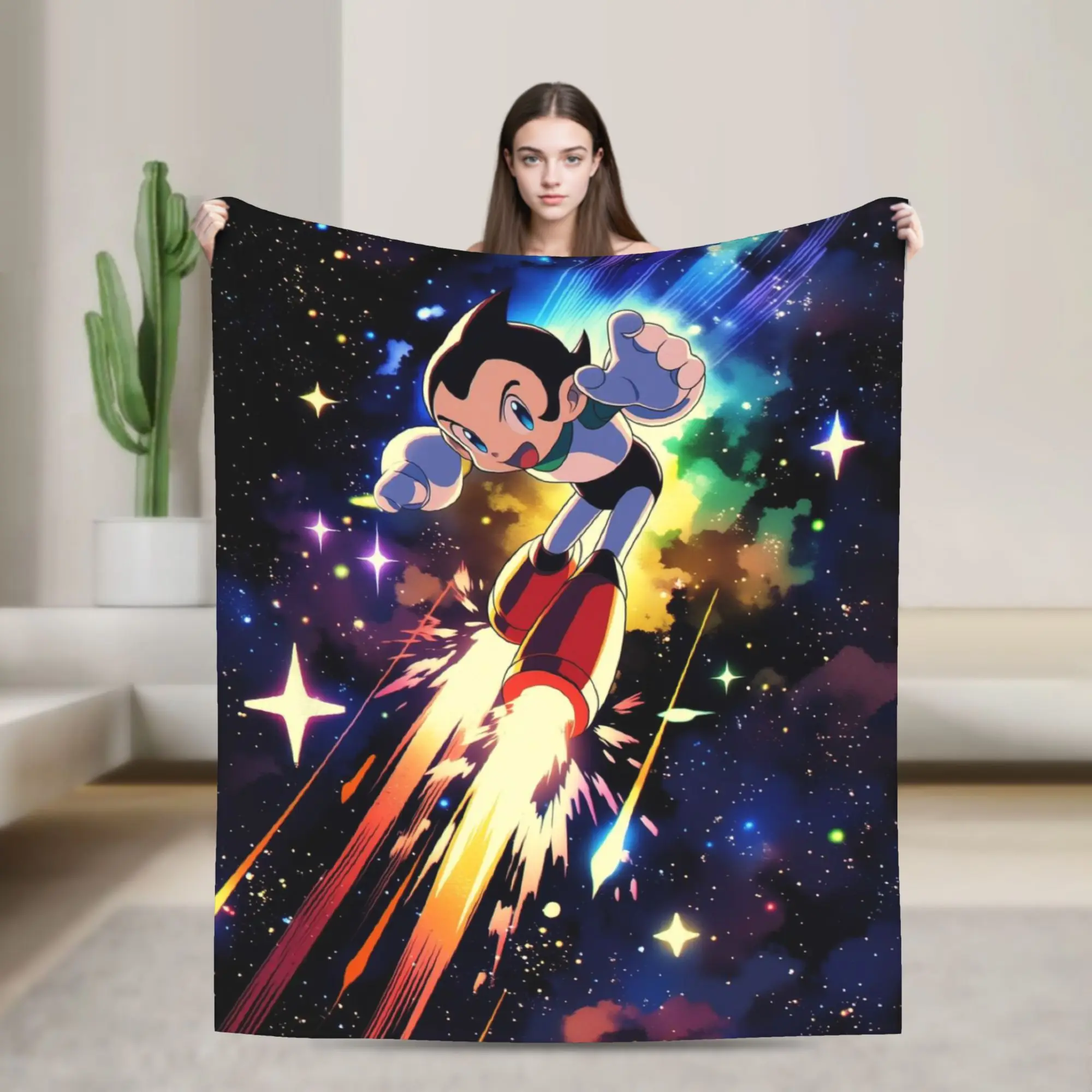 Astroboy Astro Boy Anime Blanket  Flannel Novelty Warm Throw Blanket for Bed Sofa Textile Decor