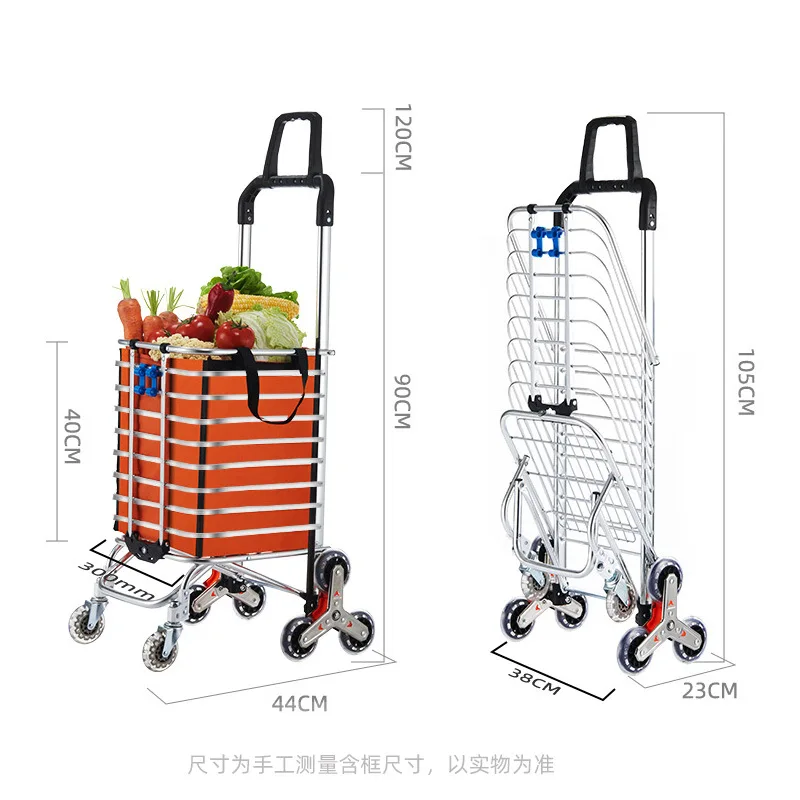 Foldable shopping cart Portable grocery cart Practical light stair climbing shopping cart with rolling wheels
