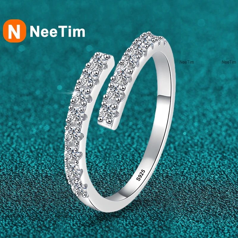 

Женское кольцо NeeTim Eternity D VVS1 с муассанитом, стерлинговое серебро 925 пробы с покрытием из белого золота, очаровательное ювелирное изделие для свадебной вечеринки