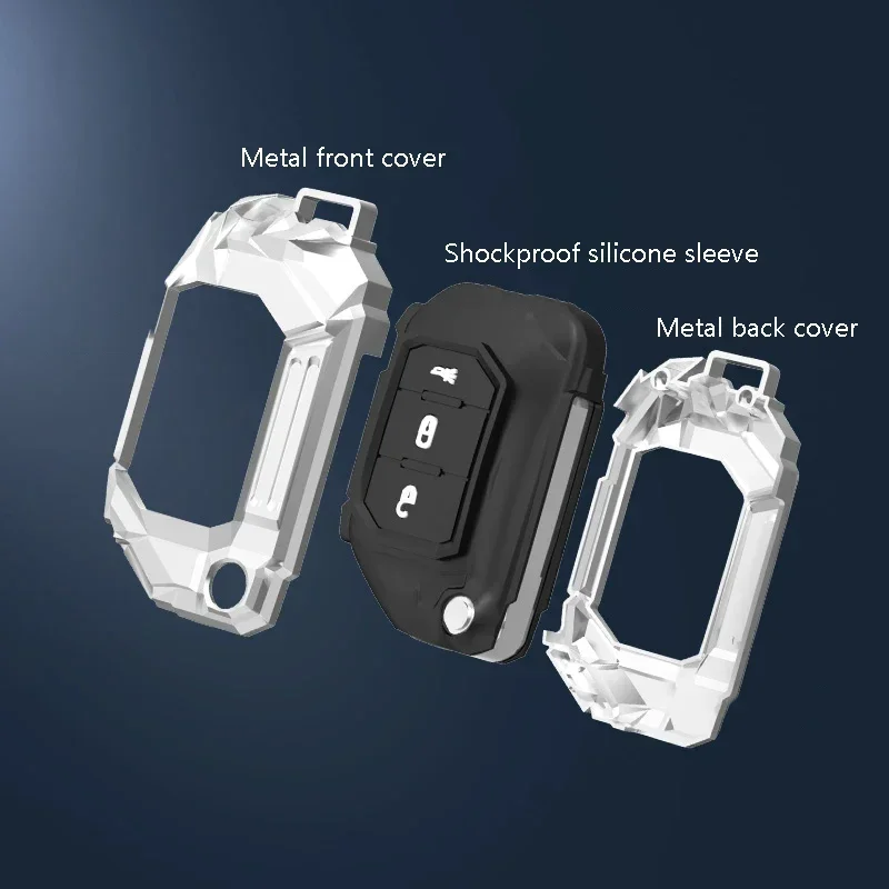 

2 3 4 Buttons Metal Car Key Case Protect Skin Cover Rubber Bag Holder for Jeep Wrangler JL JLU 2018 2019 Keychain Accessories
