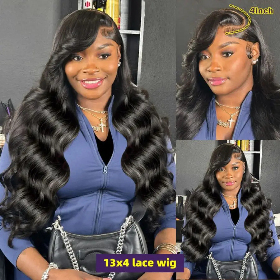 34 32In الجسم موجة الشعر البشري الدانتيل الباروكات الأمامية 13x4 13x6 الدانتيل الشفاف شعر مستعار أمامي للنساء 5x5 غلويليس شعر مستعار شعر الإنسان #4