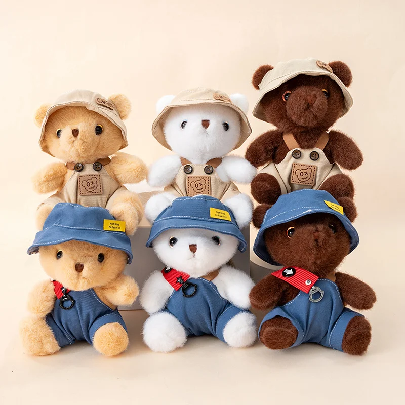 15 cm Kawaii Bär Schlüsselbund Cartoon Nette Puppe schlüsselring Gefüllte Bär Rucksack Tasche Auto Plüsch Anhänger Mädchen Spielzeug