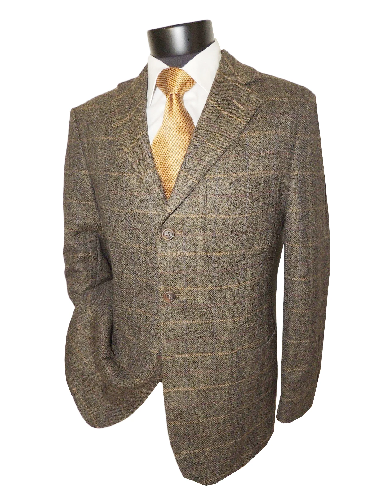 Blazer de Tweed Xadrez masculino slim fit, casaco lapela entalhe, roupa do noivo para casamento, feito sob medida, apenas um casaco, outono, inverno