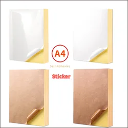 20 Sheets A4 White/Kraft Printable Sticker Self Adhesive Sticker Label Matte glossy Paper Sheet for Laser Inkjet Printer Copier