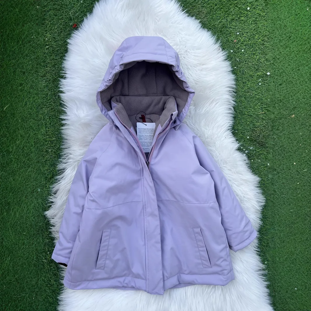 

Хлопковое детское весенне-осенне-зимнее пальто средней длины, повседневное европейское и американское пальто на молнии с капюшоном