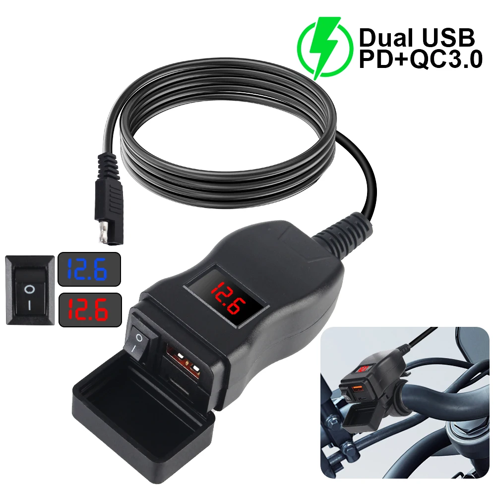 PD Ports Quick Charge 3.0 Socket Connector Waterproof With Cell Mobile Motorcycle Usb Fast Cellular Charger