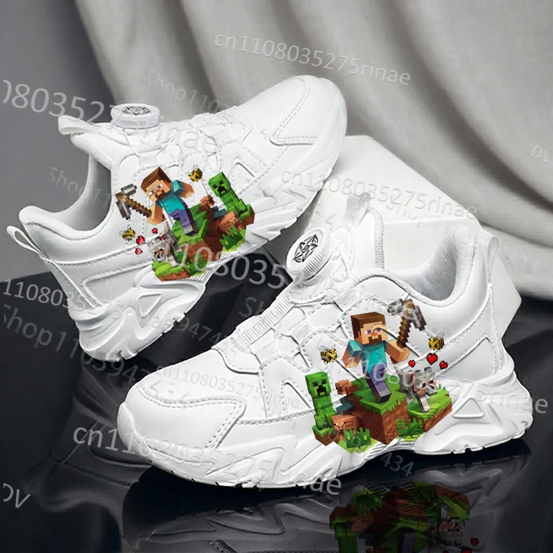 

M-Minecrafts Teenager Kids Casual Shoes Arch Support Boys Girls Low Top Sneakers Breathable Rotating Button Shoes Ships in 24