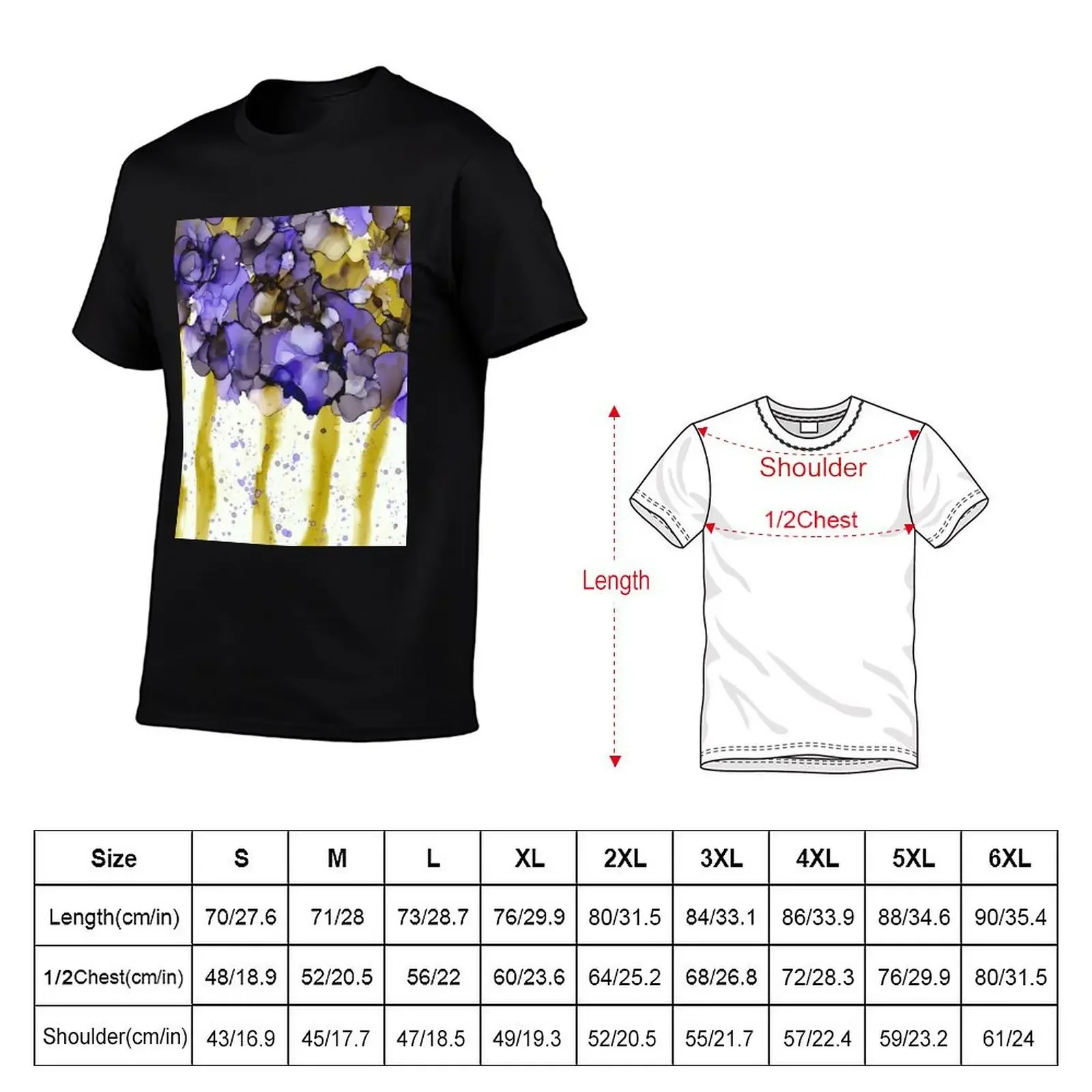 Abstract Purple Bouquet, Alcohol Ink Art T-Shirt vintage anime shirt summer tops funny t shirts for men