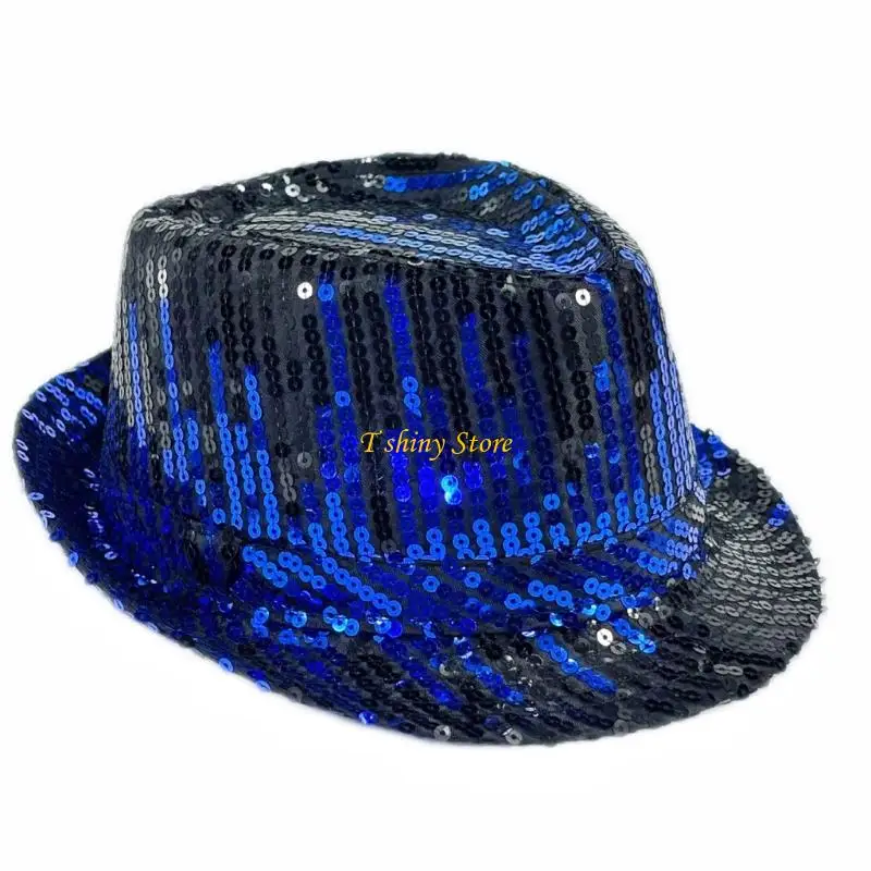 N58F Durability Sparkling Sequins Hat Stage Dances Performances Glitters Hat for Parties Concerts and Festivals