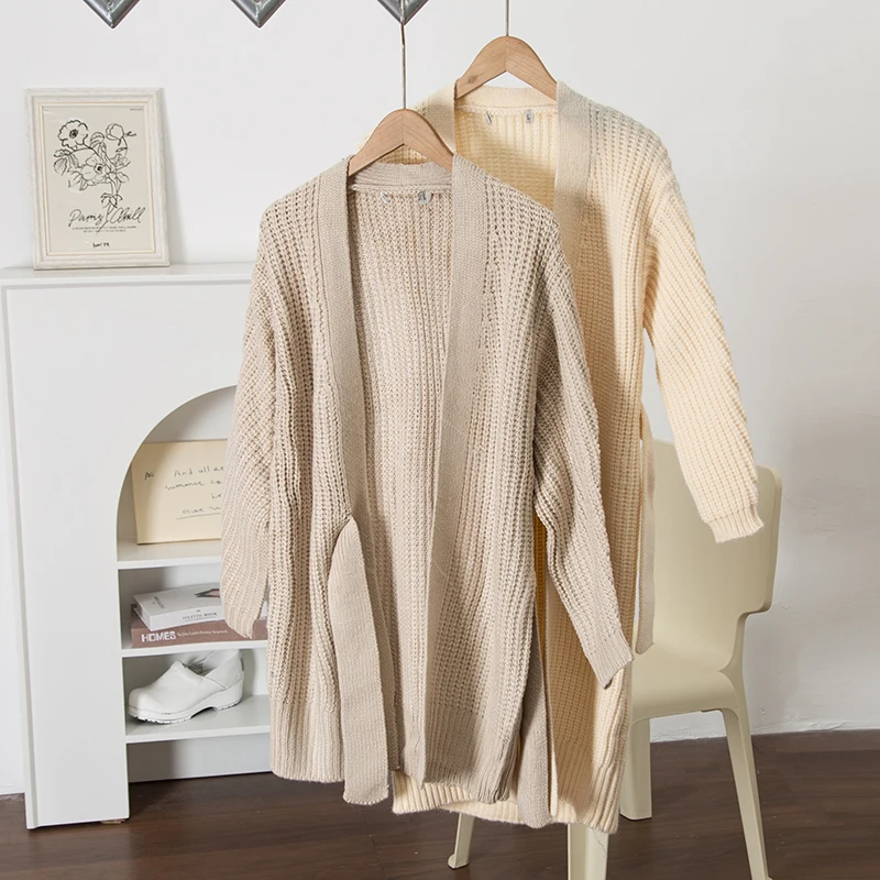 

Weigh Knitwear Women's Long Open Cardigan Lazy Casual Double Needle Thi Corduroy Sweater Winter Faion Ladies' Premium K...