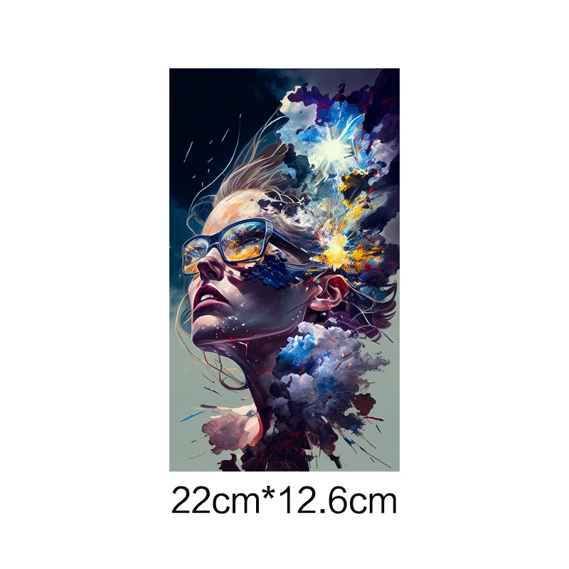 Fashion Poster Style Beauty and Starry Sky DTF Heat Sticker Transfer Clothes Ironing On DIY T-Shirt Washable Vinyl Patch Iron On