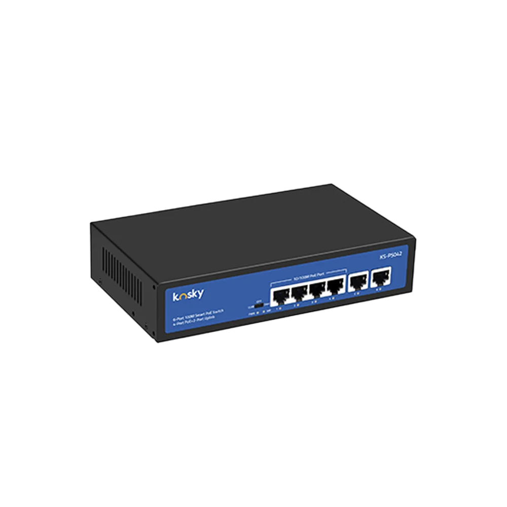 

Kosky KS-PS042 | 6-портовый неуправляемый коммутатор Fast Ethernet 10/100 Мбит/с PoE | 4 порта PoE+ | Plug & Play | Безвентиляторный металлический дизайн
