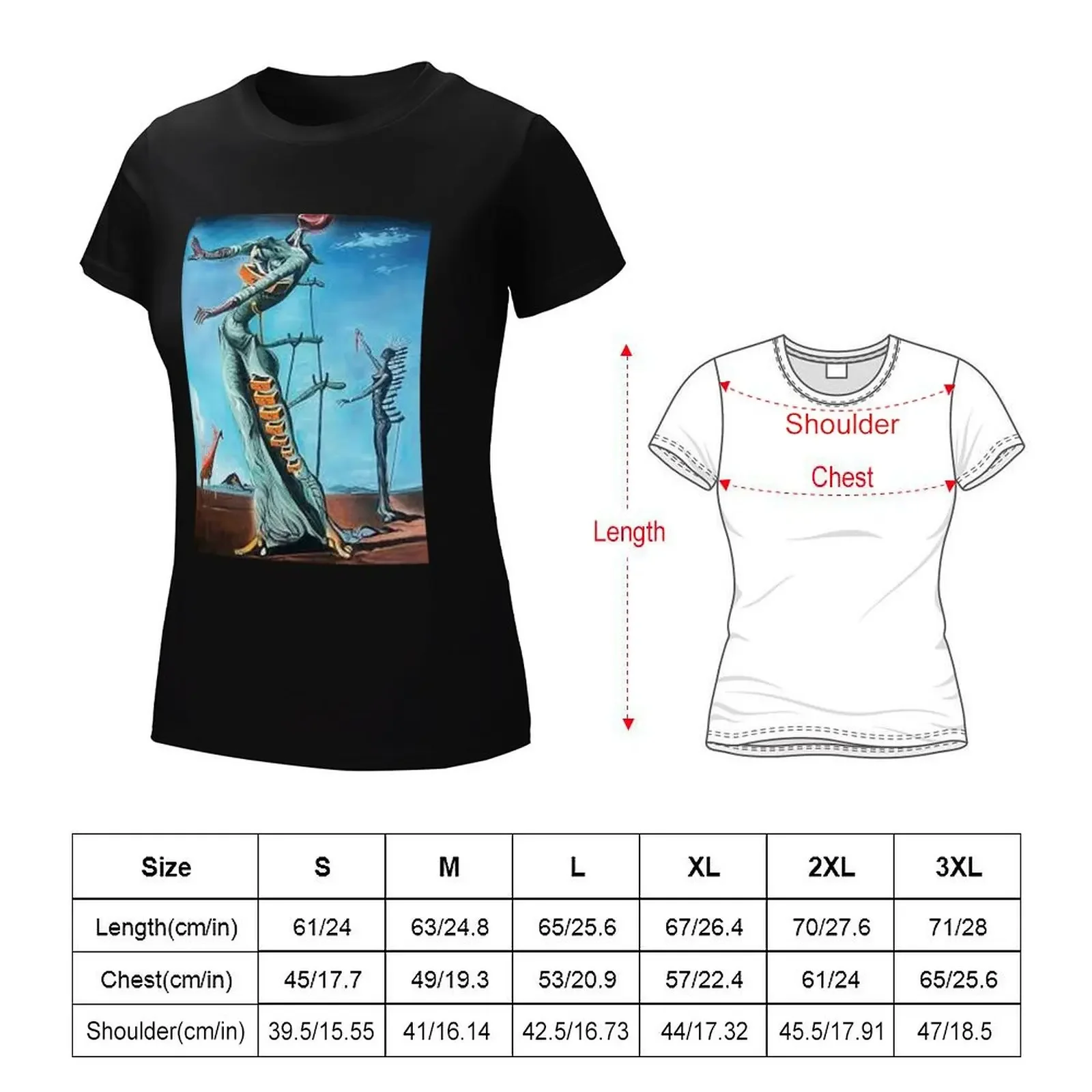 The Burning Giraffe - Salvador Dali 1937 T-Shirt funnys cute clothes workout shirts for Women loose fit