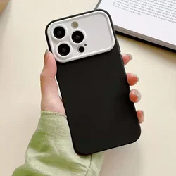 Matte Case For Apple iPhone 15 13 14 12 Pro Max Large Window Camera Lens Protection Color Collision Phone Funda Full Cover