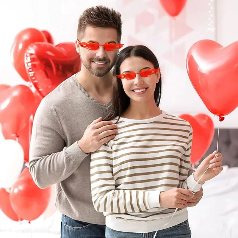 1-24 Stück Flammen-Sonnenbrillen aus Kunststoff, Sommer-Strand-Accessoires, Rote Flammenbrillen für Damen und Herren, Party-Zubehör, Foto-Requisiten – Detail 5