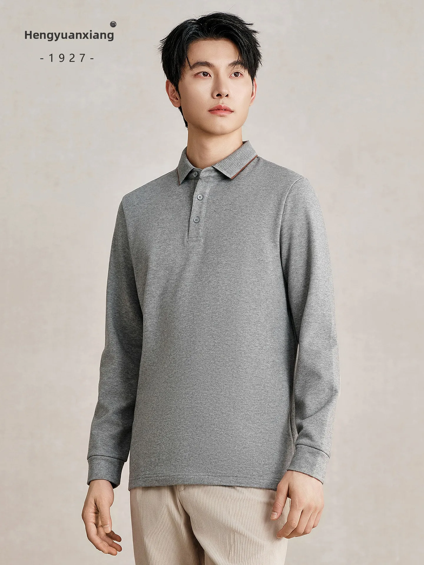 Cashmere Modal Long Sleeve  Neck Men's T-shirt Casual Autumn Winter New Style Standard Fit Fashion Urban Youth Fashion