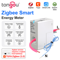 Zigbee Tuya Smart Energy Meter 1-50A, Real-Time Power Monitor, Works with Home Assistant/Smart Life, DIN Rail TONGOU