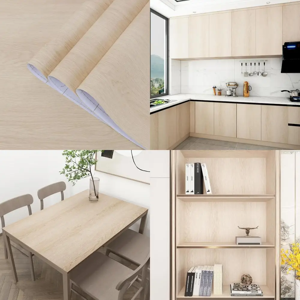 ورق جدران قابل للتقشير واللصق من خشب البلوط مقاس 31.5 × 315 بوصة بعرض جدًا - ورق اتصال محكم من الفينيل المحبب للخشب البني الدافئ للهواء