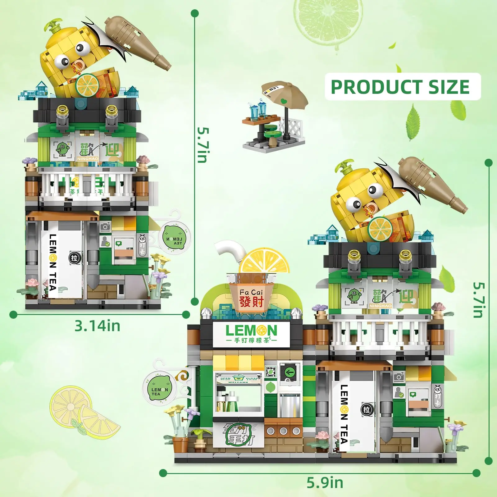 796 pièces magasin de thé au citron vue sur la rue blocs de construction modèle ensemble de construction créatif pour les filles Simulation Architecture jouet cadeau pour enfant