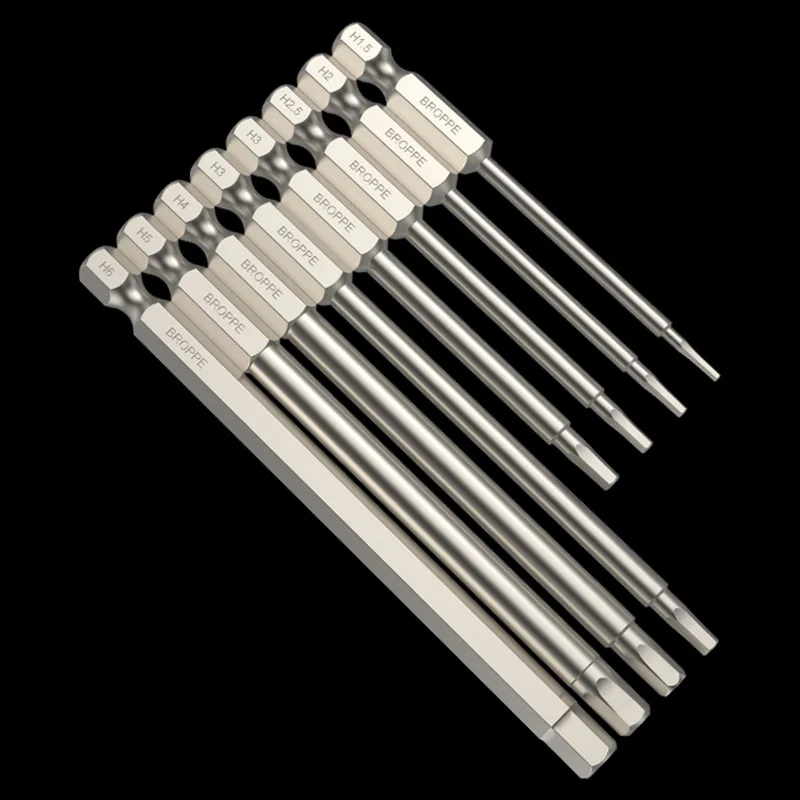 50/75/100/150MM H3-H10 Hexagon Socket Screwdriver Bit Magnetic Electric Batch Head High Hardness S2 Alloy Steel Screw Driver Bit