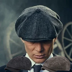 High Quality Retro British Style Newsboy Cap Men Vintage Luxury Unisex New Octagonal Flat CapCotton Ascot Caps Khaki Male Spring