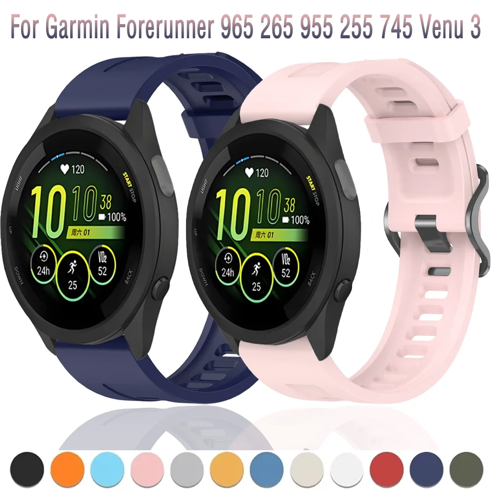22mm Silicone Strap for Garmin Forerunner 965 265 970 570 47mm Sport Bracelet Watchband Garmin Venu 3 2 Vivoactive 4 Correa Band
