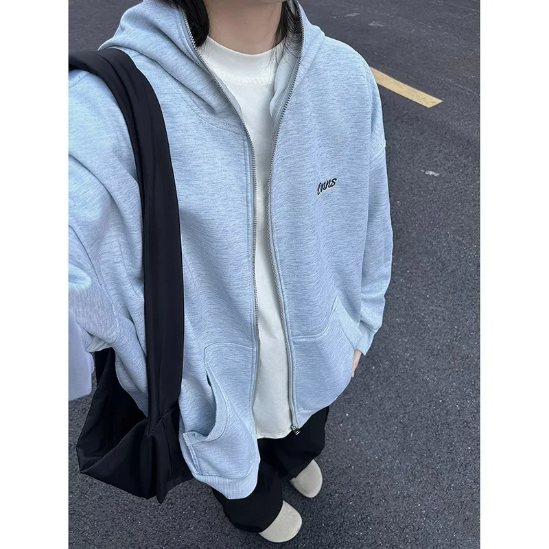 

Модный уличный кардиган с капюшоном для мужчин, весенне-осенняя свободная повседневная нишевая куртка на молнии для пар
