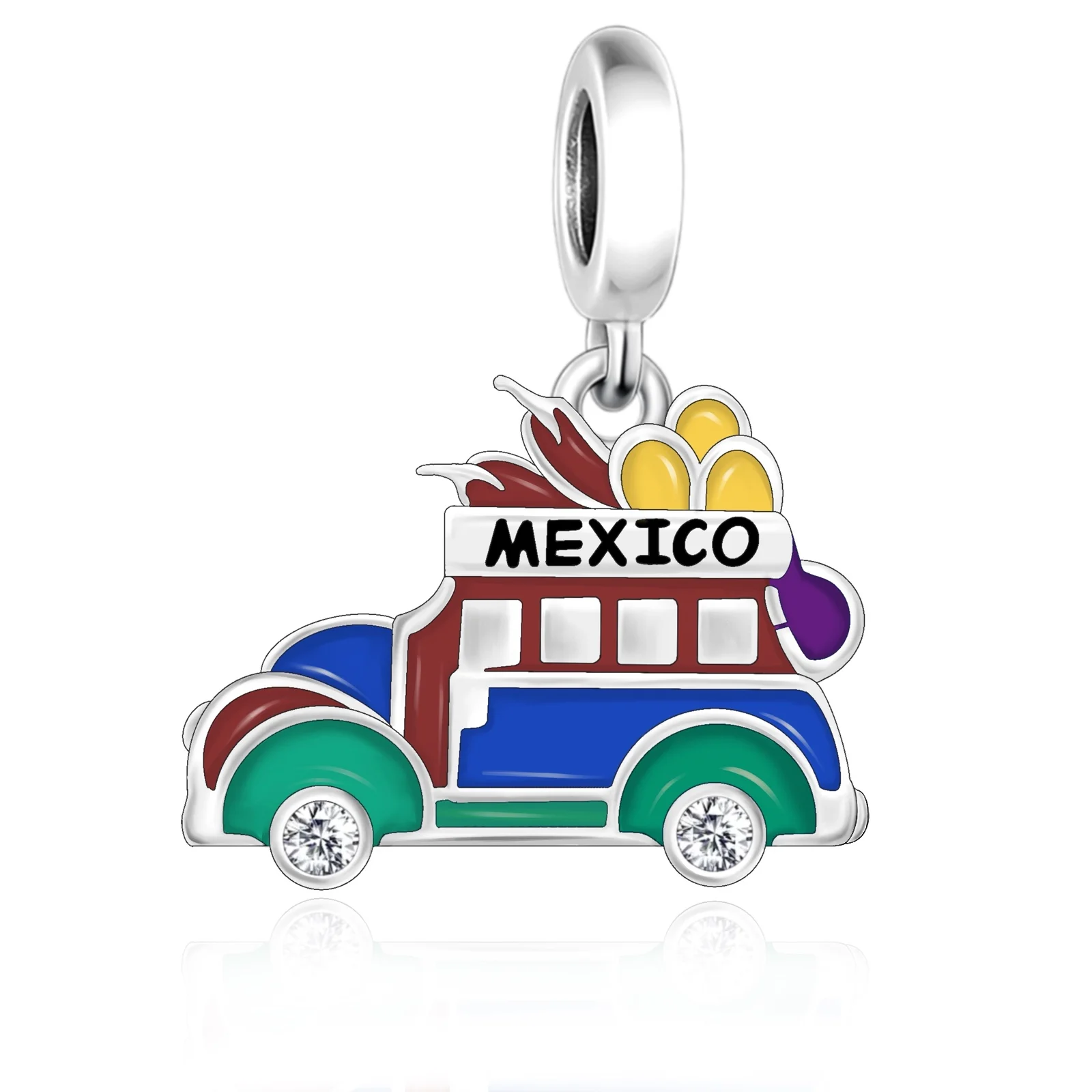 

Fit Original Pan Charms Bracelet 100% 925 Silver Colombia Bus Chiva Chili Egg Travel Truck Car Bead For Making Women Berloque