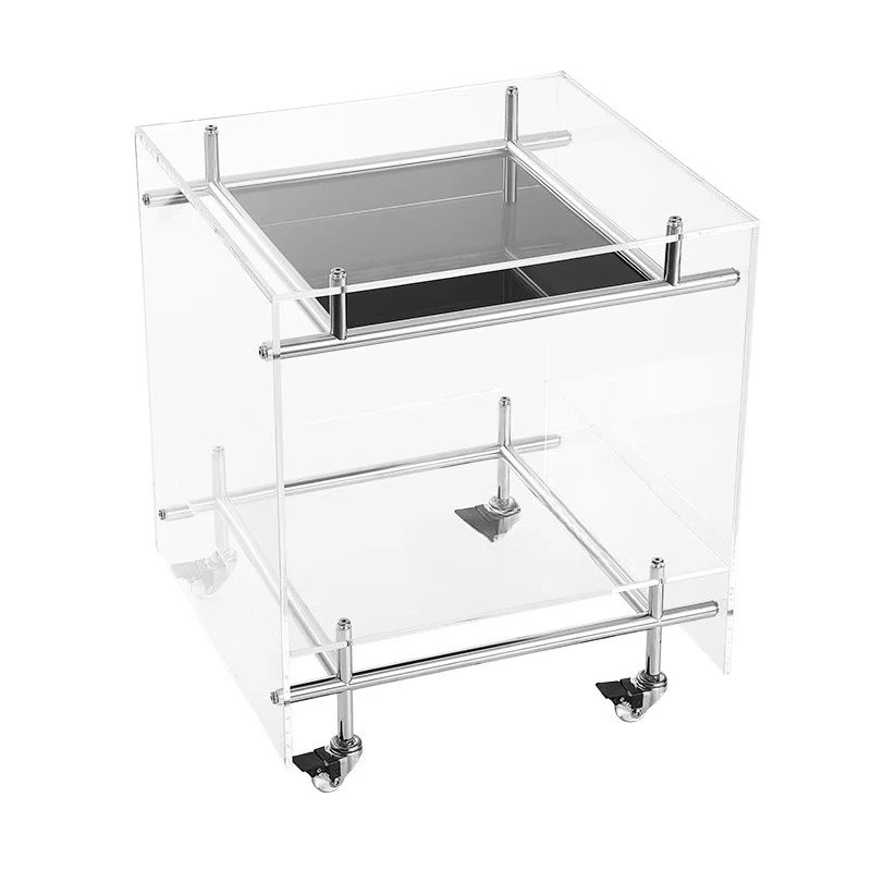 

Acrylic edge few trolley light luxury simple storage cabinet household bedside table removable transparent coffee table