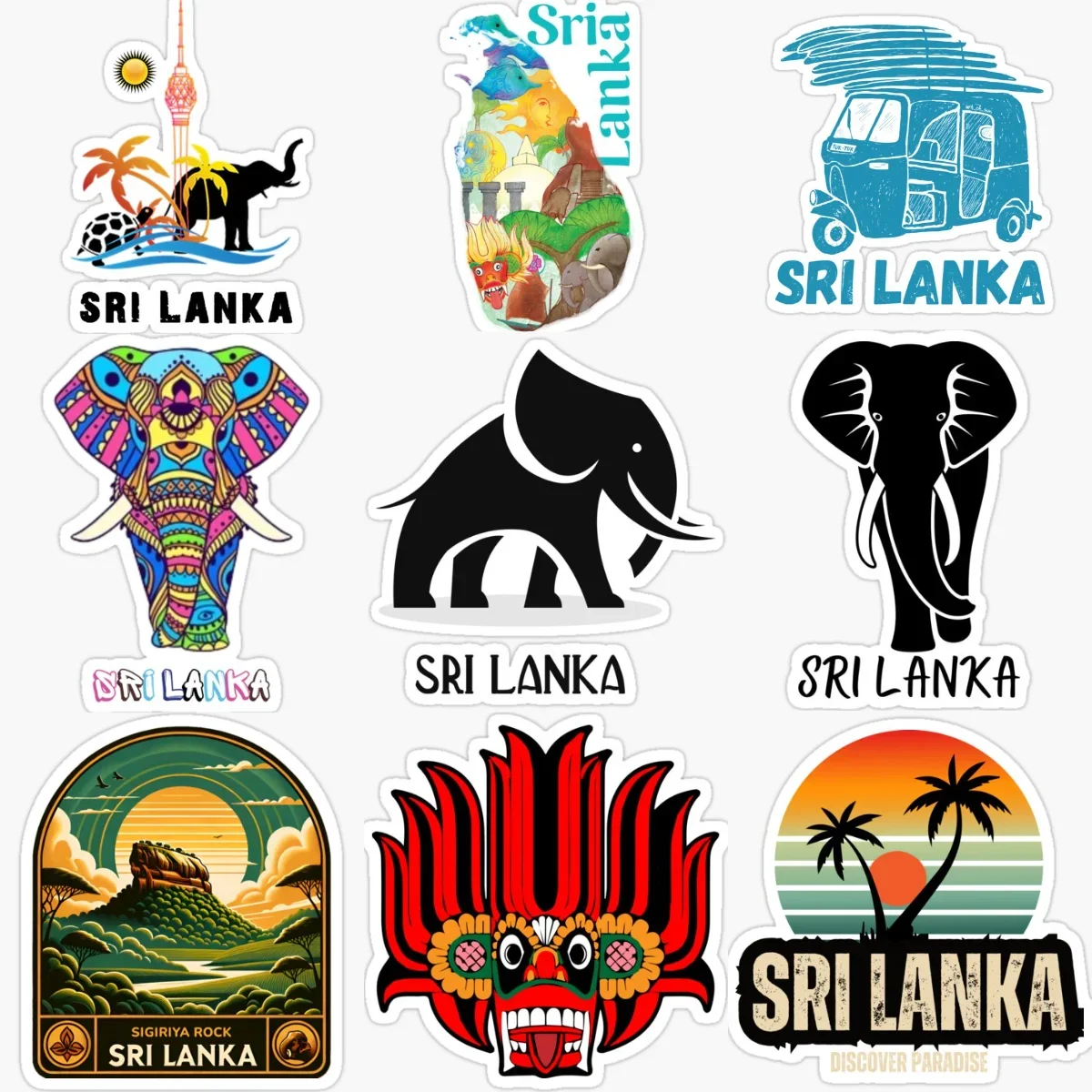 

Sri Lanka Flag Map Elephant Raksha Creative PVC Car Stickers for Car Van Motorcycle Helmet Window Wall Decoration Accessorie