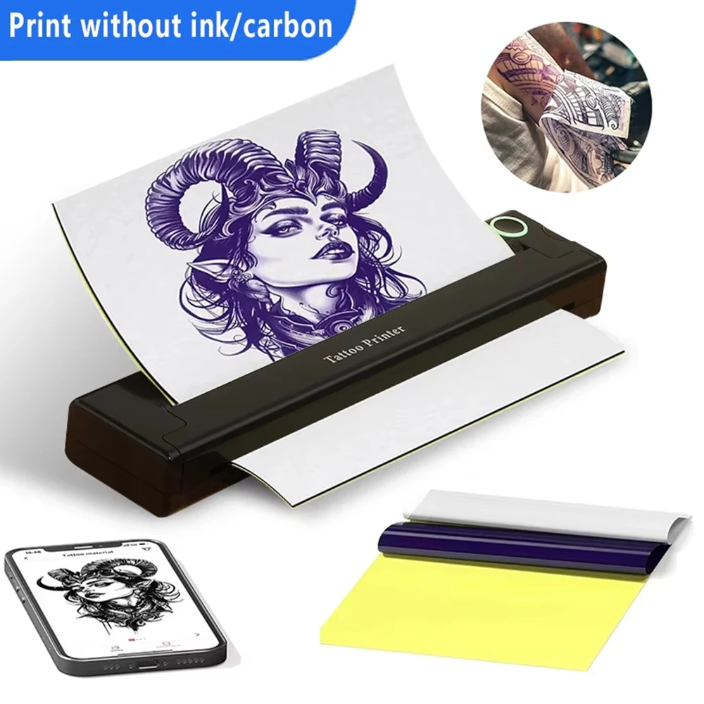 

A4 Mini Thermal Portable Printer Wireless Tattoo Printer 203DPI Tattoo Transfer Machine Support Android iOS For Business Inkless