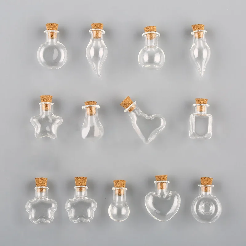 5Pcs Small Glass Bottles With Cork Stoppers Diy Decoration Mini Glass Vials Cork Message Glass Vial Wishing Bottles Handcraft