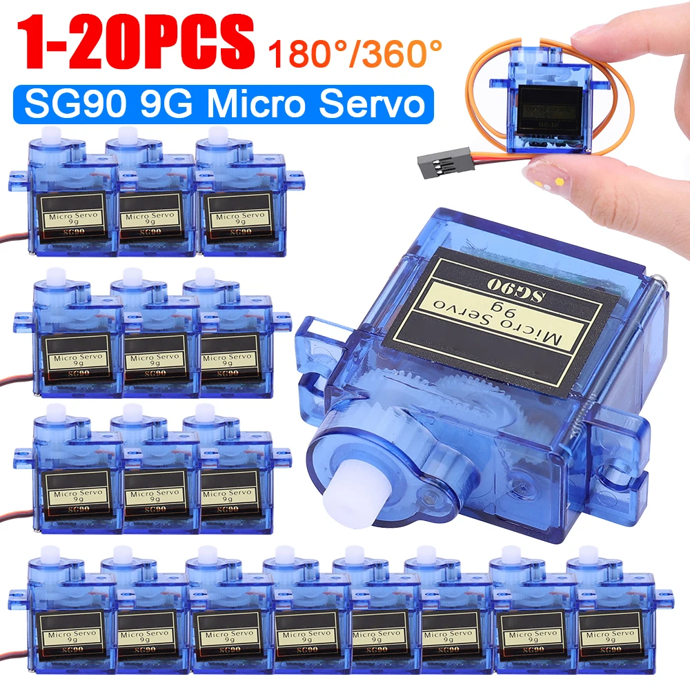 Mini Micro Servo for RC Helicopter Airplane Mini Boat Car 180/360 Degree Rotation MG90 9G Compatible with Trex SG90 9g Digital
