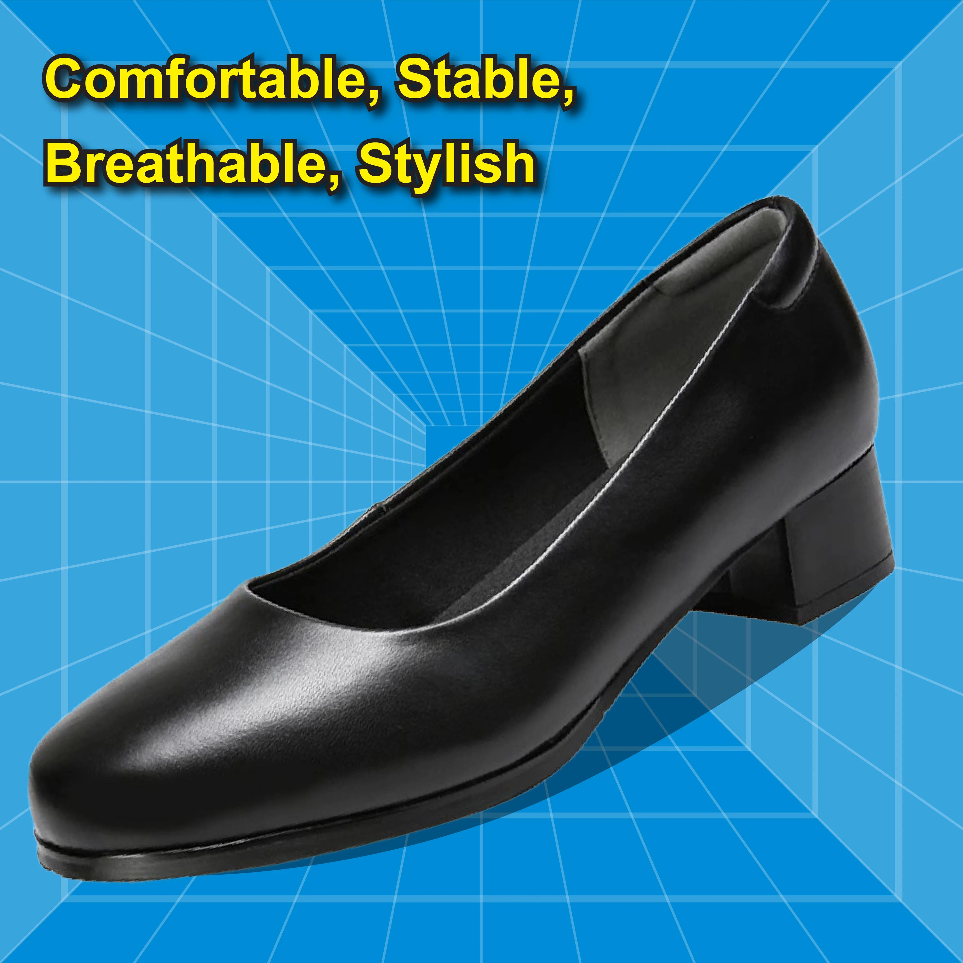 

Comfortable and breathable mid-heel genuine leather shoes Ideal for waiters office staff flight attendants and crew members