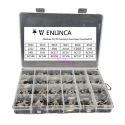 24Values TO-92 Transistor Assortment Assorted Kit Each BC327 BC337 BC517 BC547 BC548 BC549 2N2222 3906 3904 5401 C945 480pcs